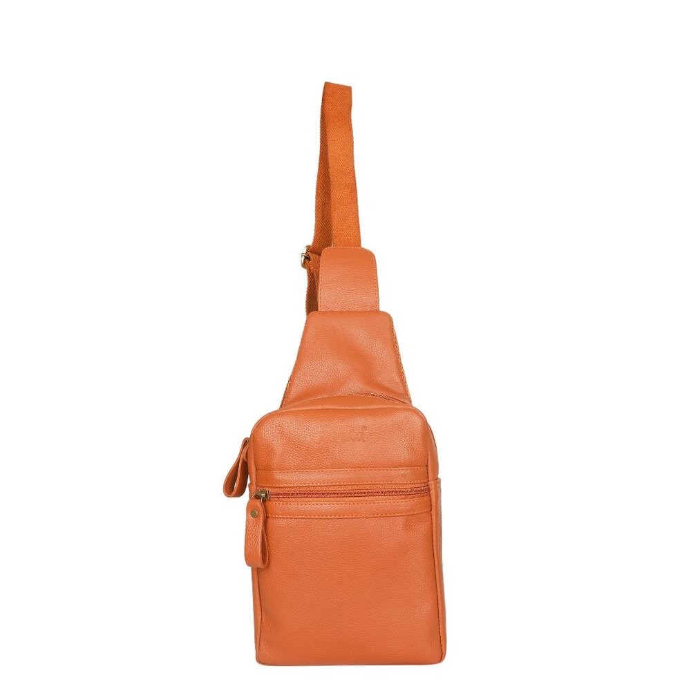 Premium Leather Fanny Sling Bag for Women Men, Brown Chest Pack Crossbody Bags